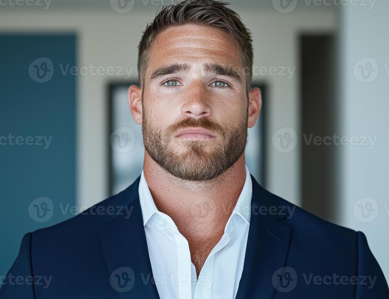 Handsome man in a suit looking at the camera photo
