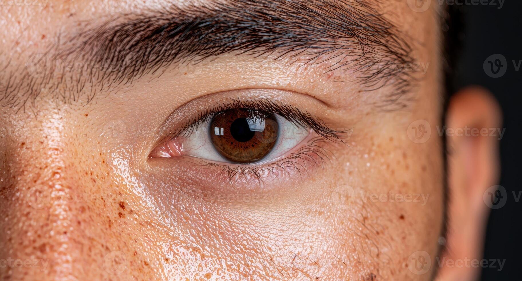 Close up of a brown eye with freckles photo