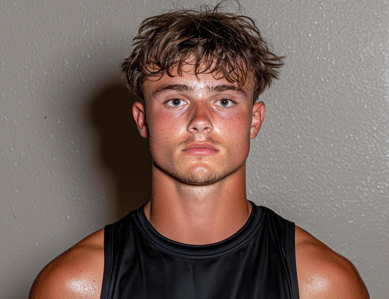 Portrait of a young man in a tank top photo