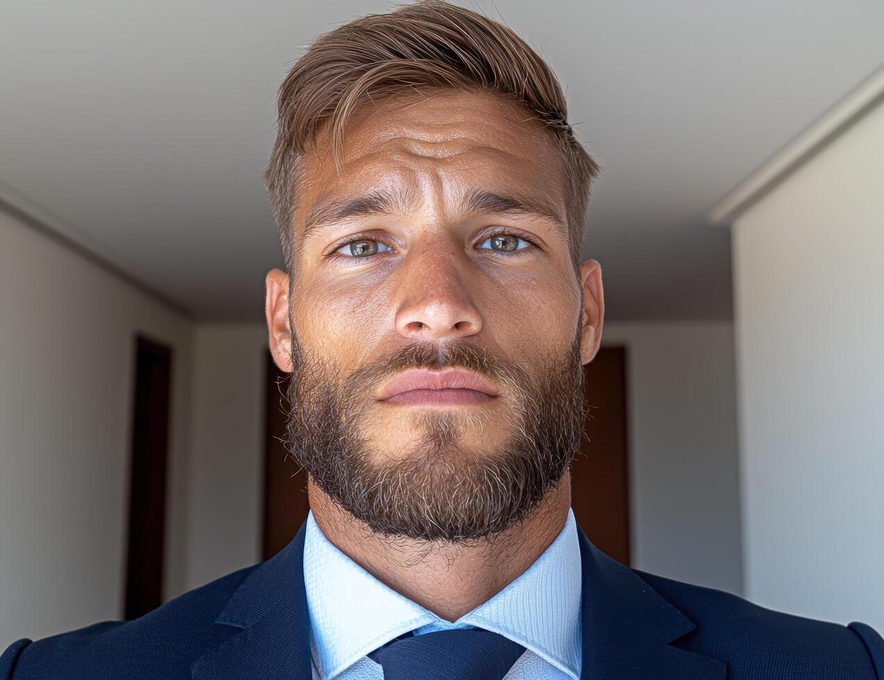 Portrait of a handsome man in a suit looking at the camera photo