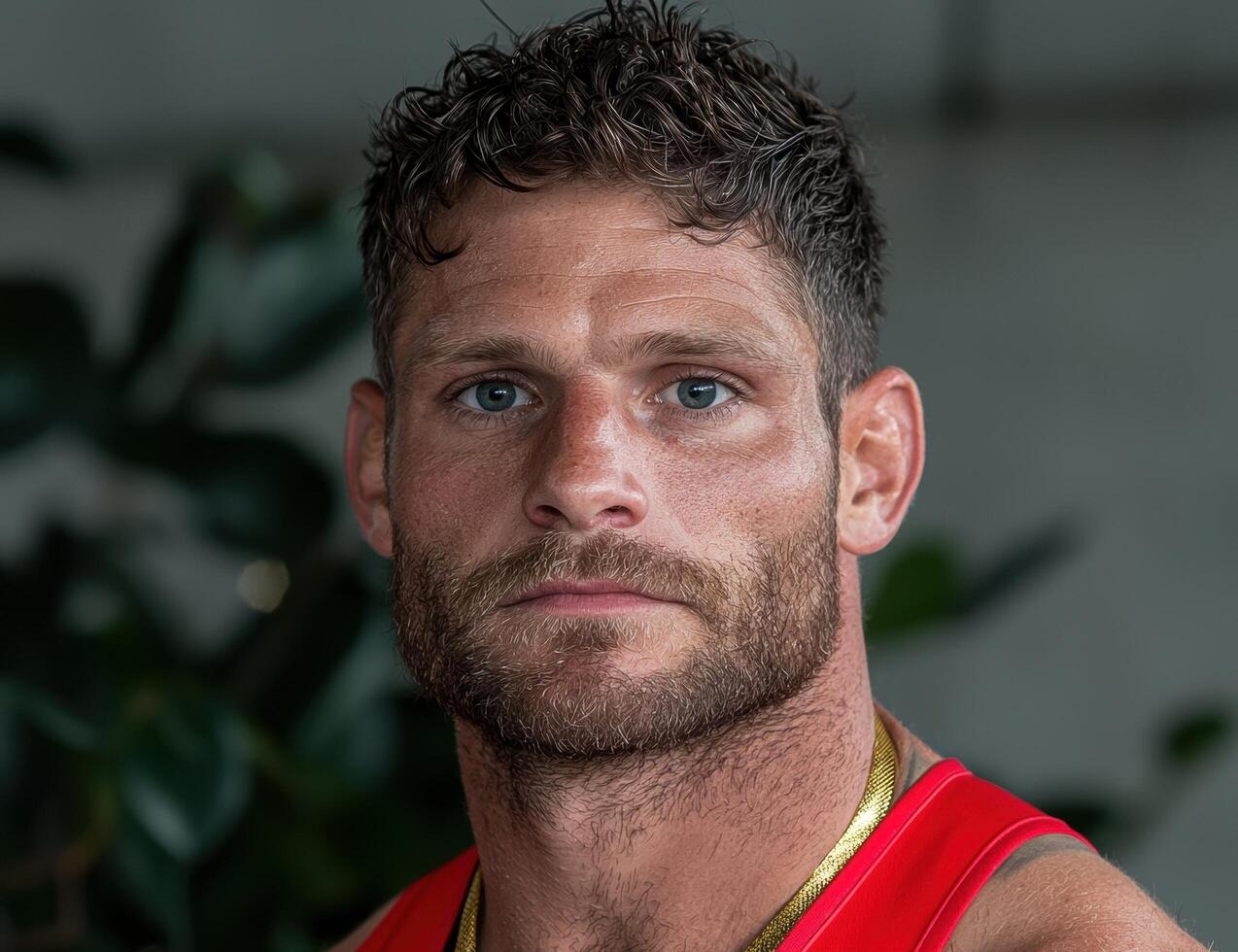 Portrait of a man with a beard and short hair. photo