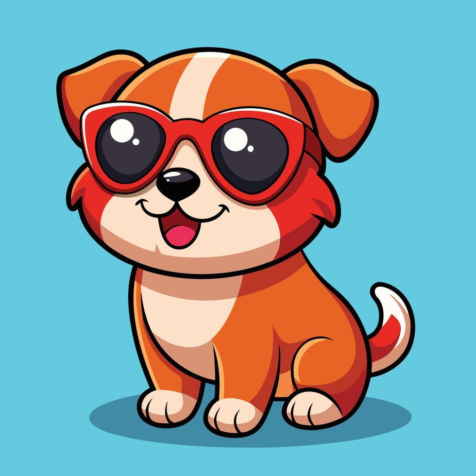 Cute Dog With Sunglasses Illustration vector