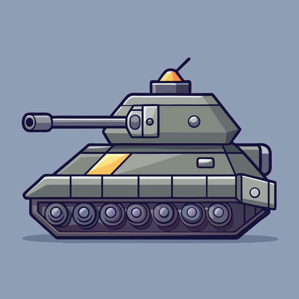 Cartoon Tank Illustration Isolated On Grey vector