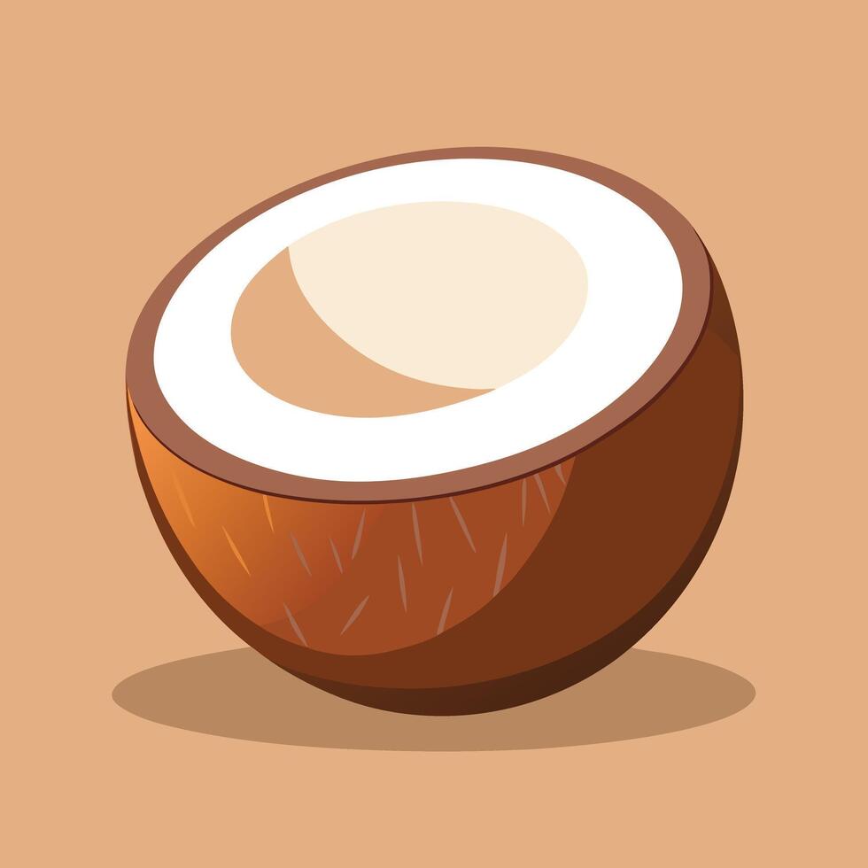 Cartoon Half Coconut Isolated Simple Design vector