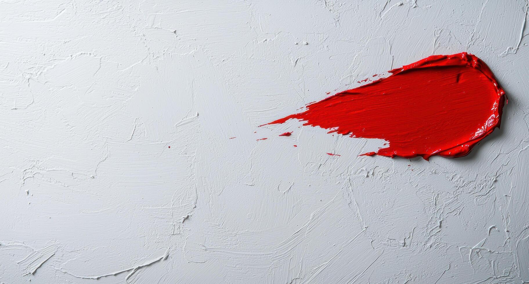 A smear of red paint on a textured white background photo