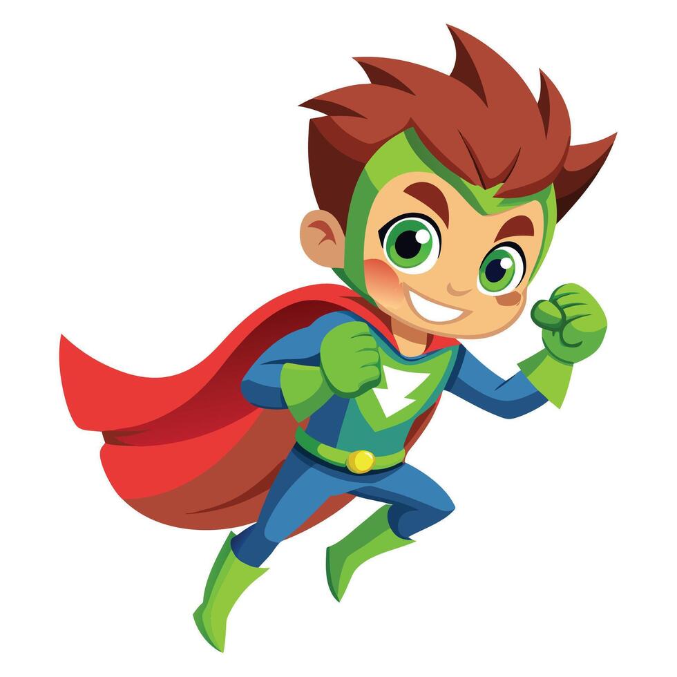 Boy Cartoon Superhero Flying Fast Motion vector