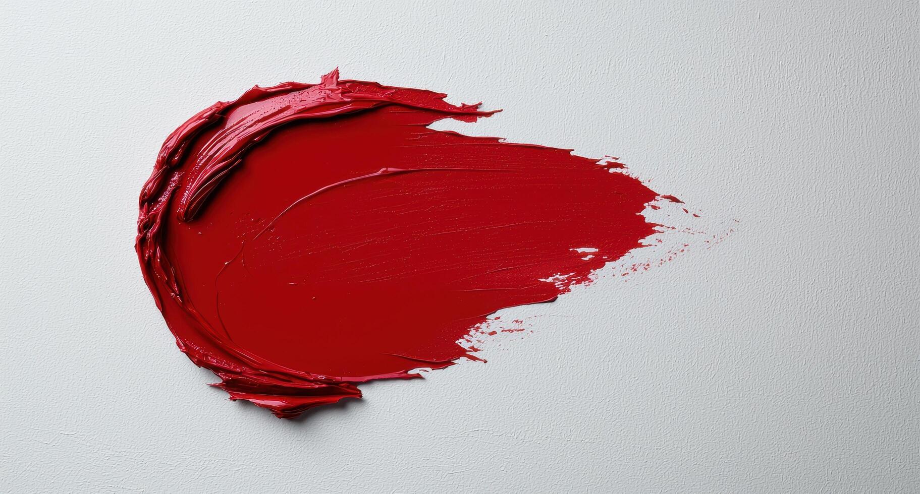 A smear of vibrant red paint on a textured white surface photo