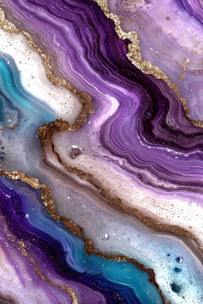 Abstract purple and gold agate background texture photo
