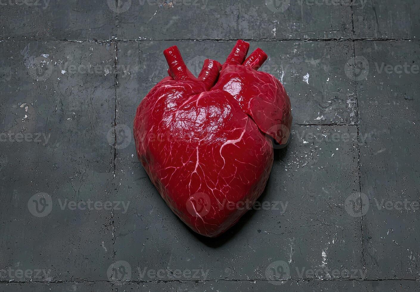 An anatomical heart on a textured surface photo