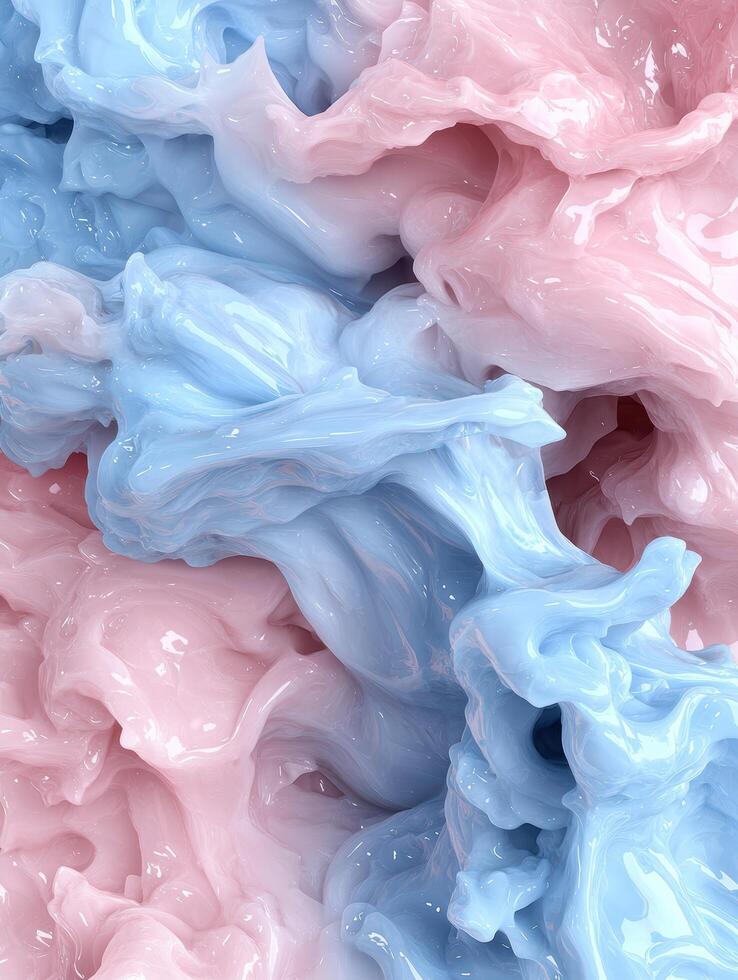 Abstract pink and blue flowing glossy shapes photo