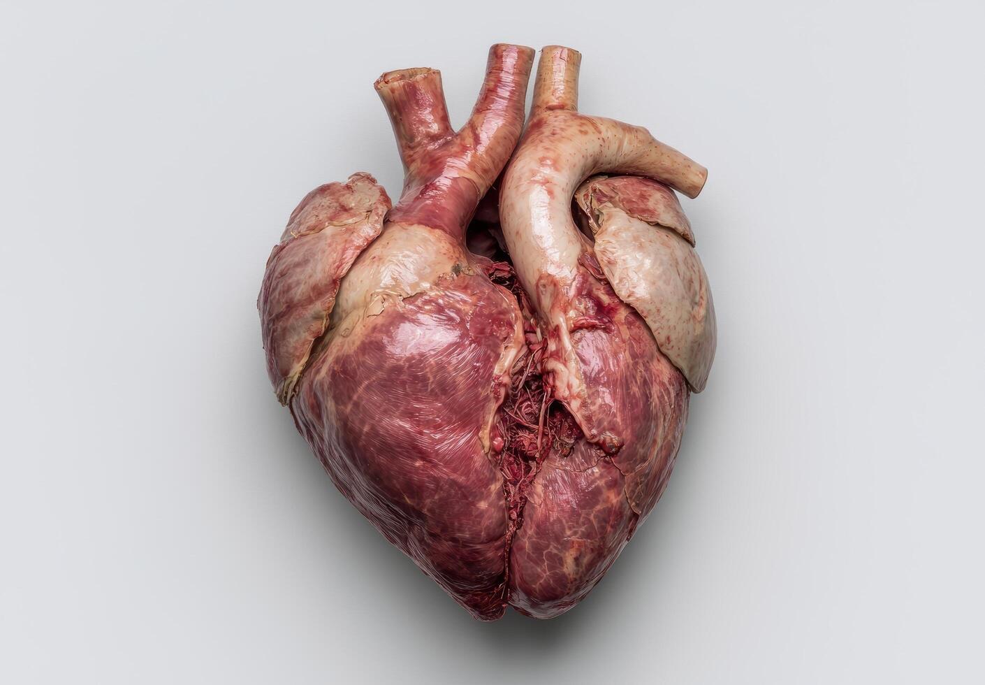 Anatomical heart model on a white background photo