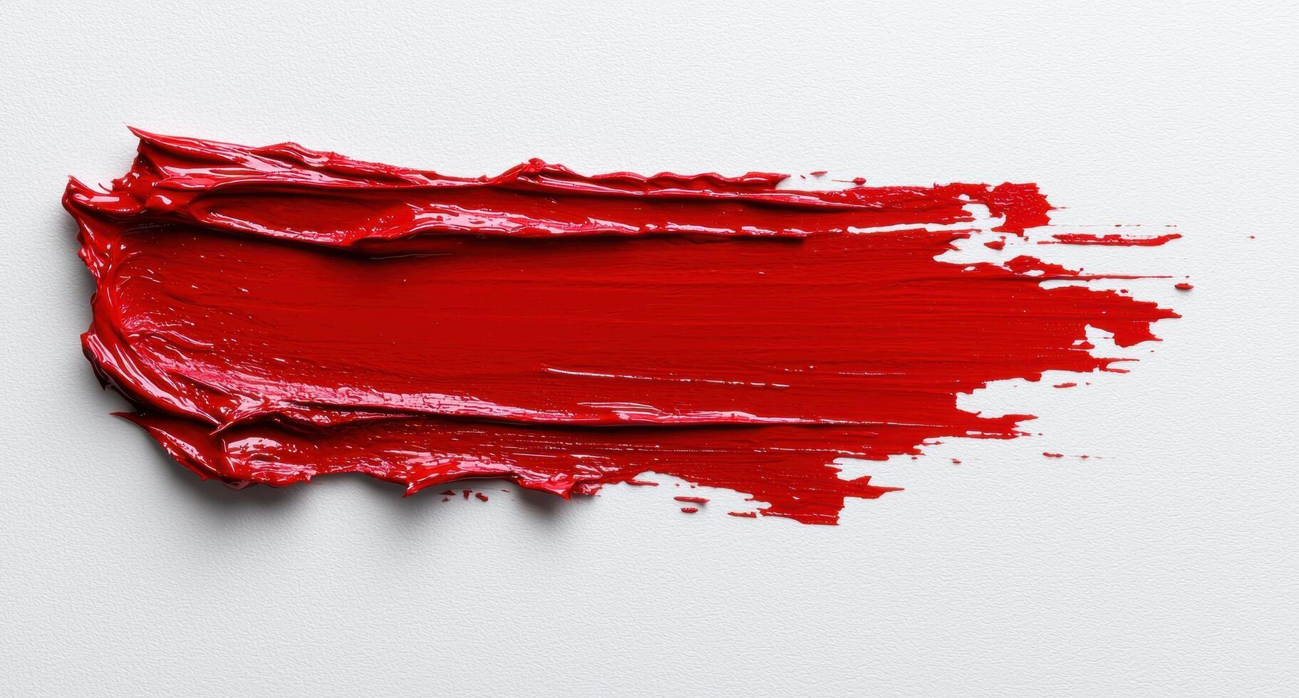 A smear of vibrant red paint on a white surface photo