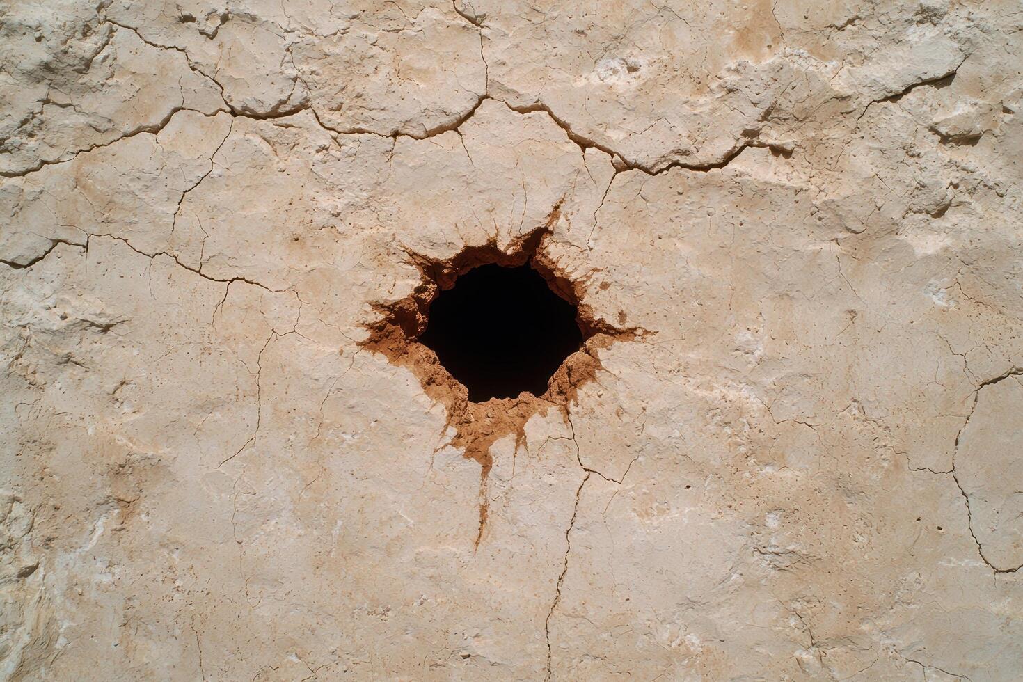 A hole in a cracked wall photo