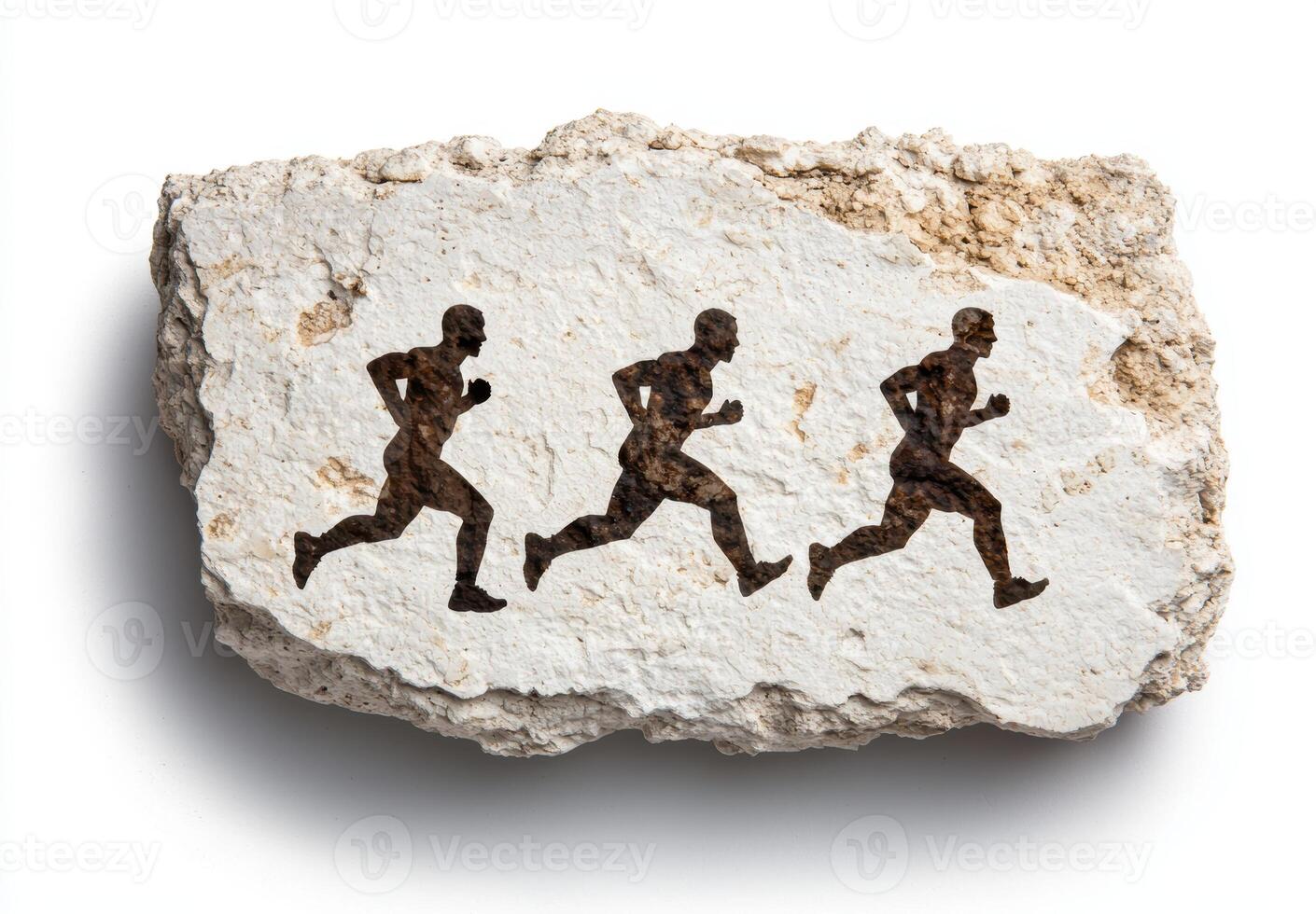 Ancient stone tablet with running figures, a symbol of endurance and history photo