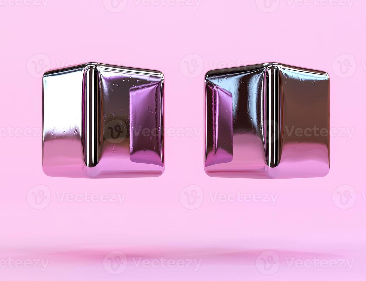 Two shiny pink cubes on a pink background photo