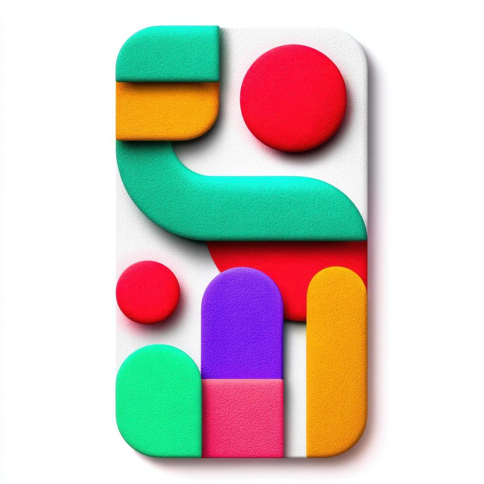 Abstract geometric shapes in vibrant colors on a white background photo