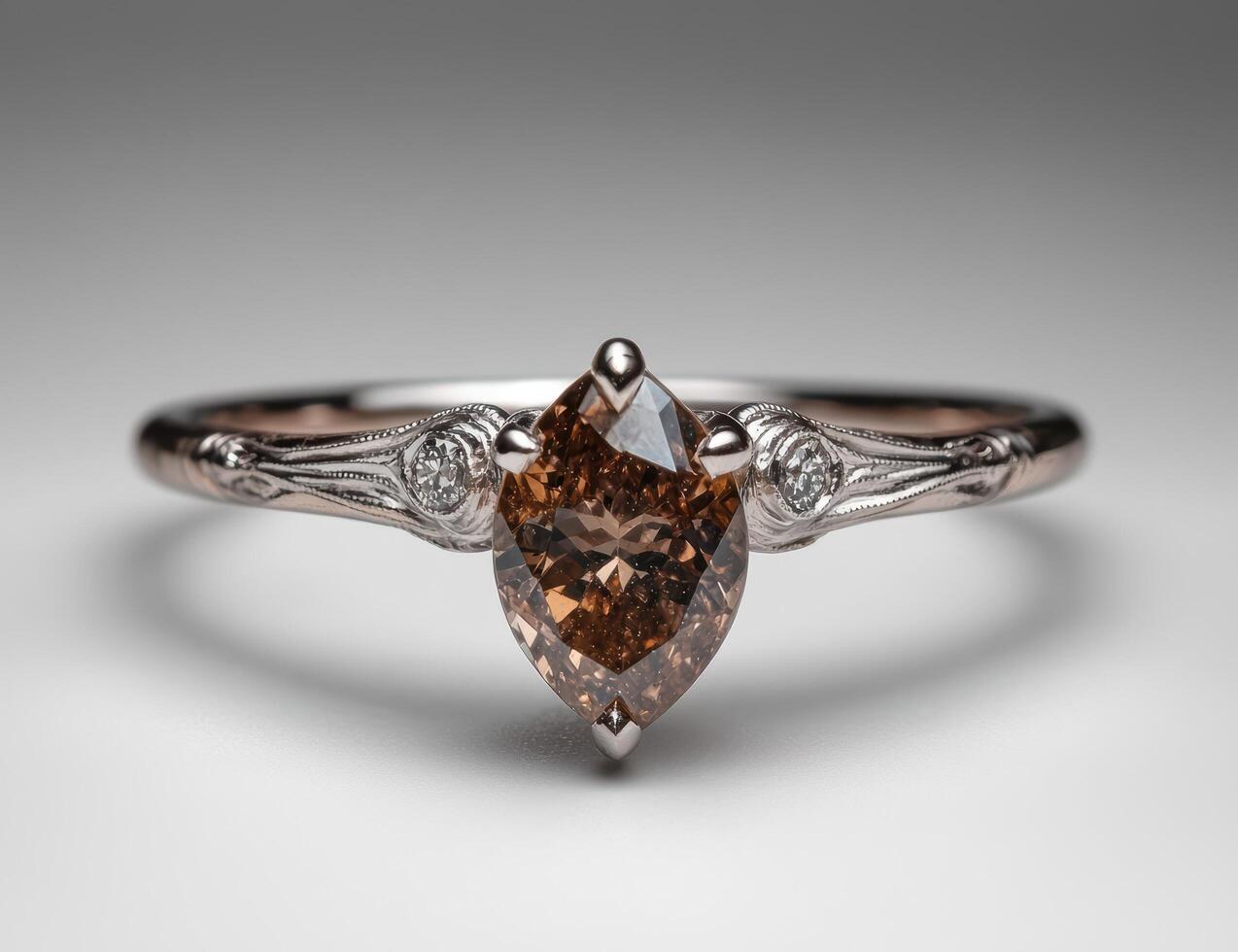 Elegant ring with a brown diamond, a symbol of love and commitment photo