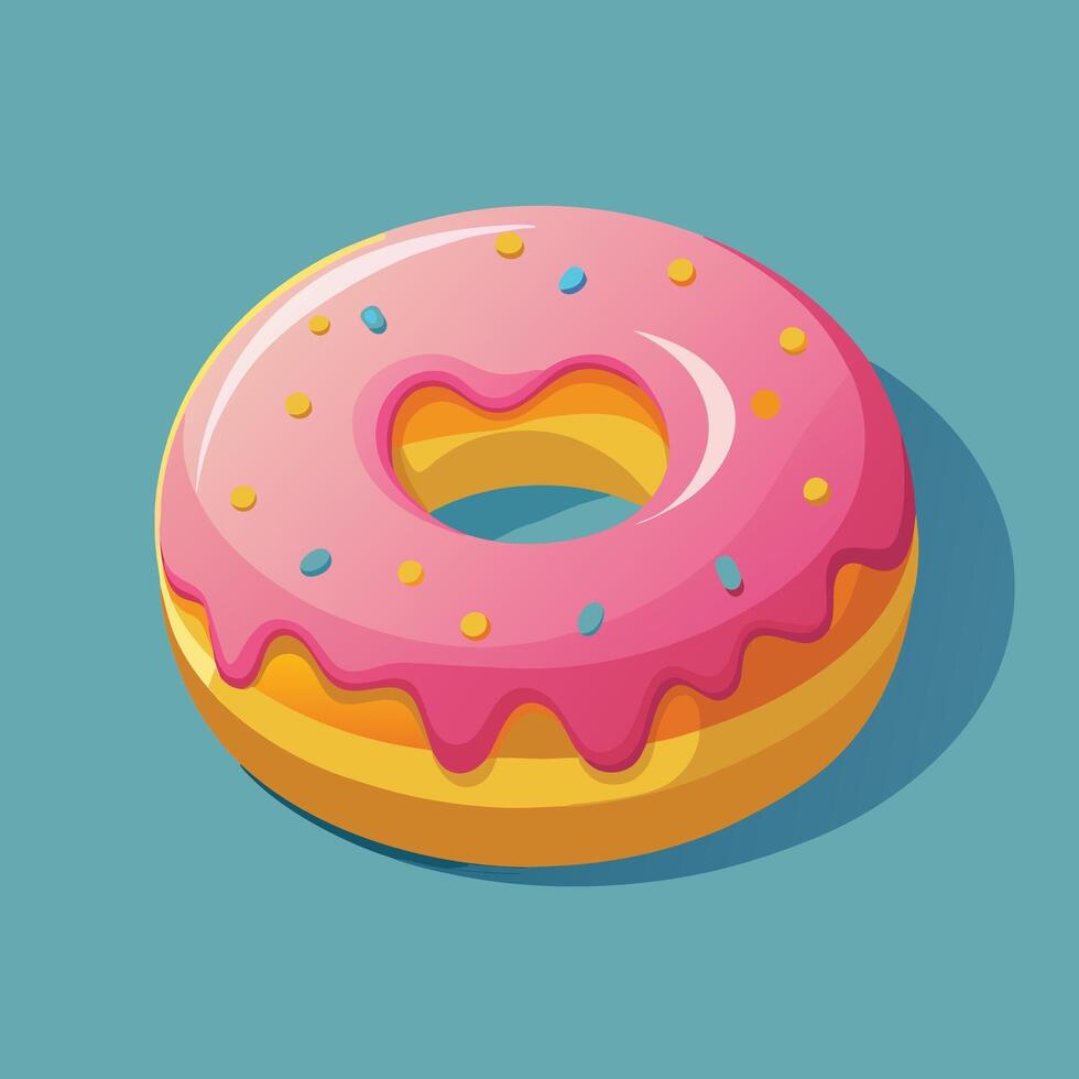 Cartoon Donut With Pink Glaze vector