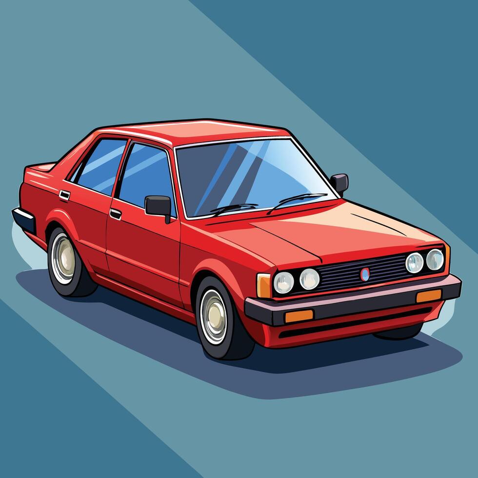 Red Car Illustration On Blue Background vector