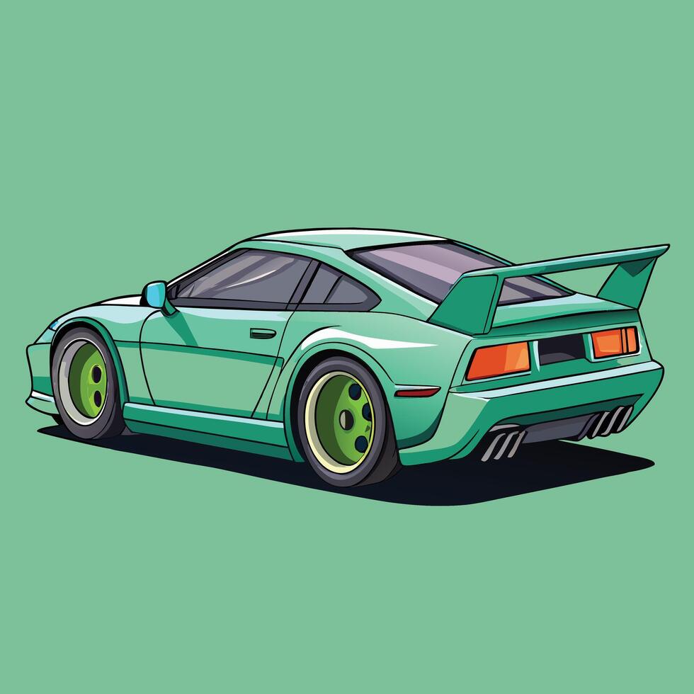 Retro Green Sports Car Rear View vector