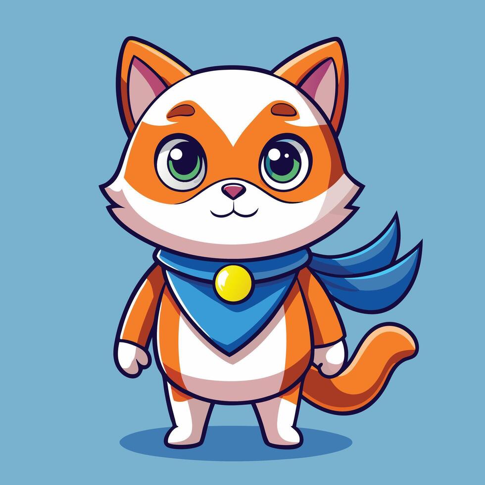 Cartoon Fox Wearing Scarf Standing Upright vector