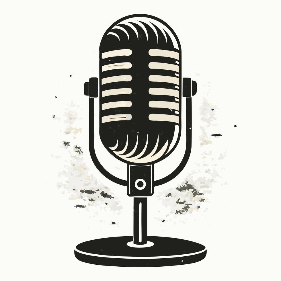 Retro Style Microphone Isolated Graphic vector