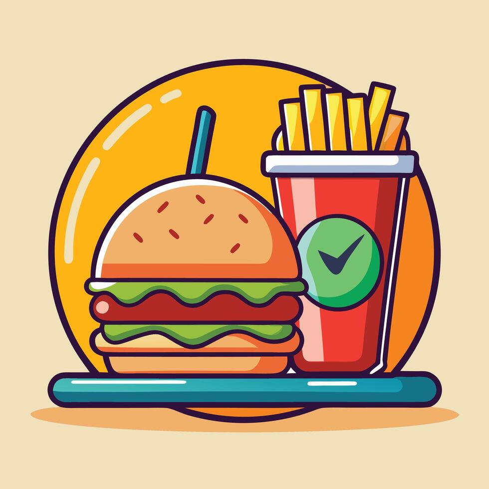Cartoon Burger And Fries Food Illustration vector