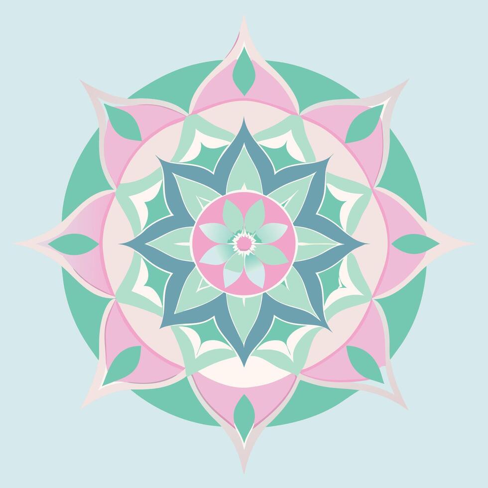 Pastel Colored Detailed Mandala Design vector