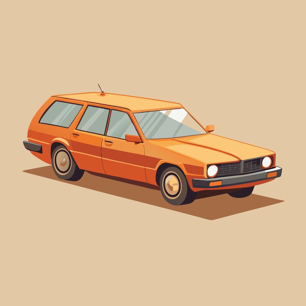 Orange Retro Car Detailed Illustration vector