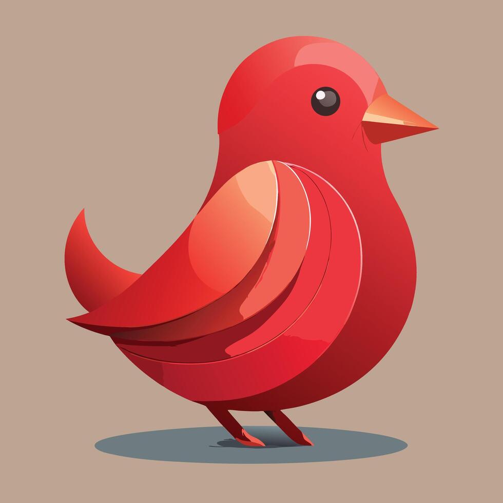 Red Bird Cute Cartoon Illustration Design vector