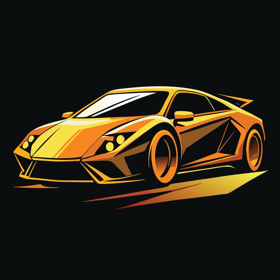 Golden Luxury Car Illustration Design vector