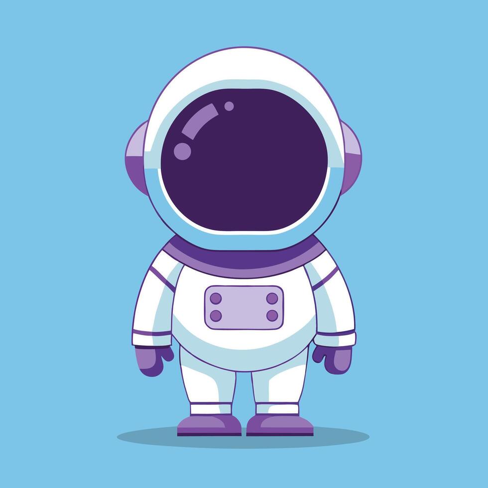 Cartoon Astronaut Standing On Blue Background Image vector