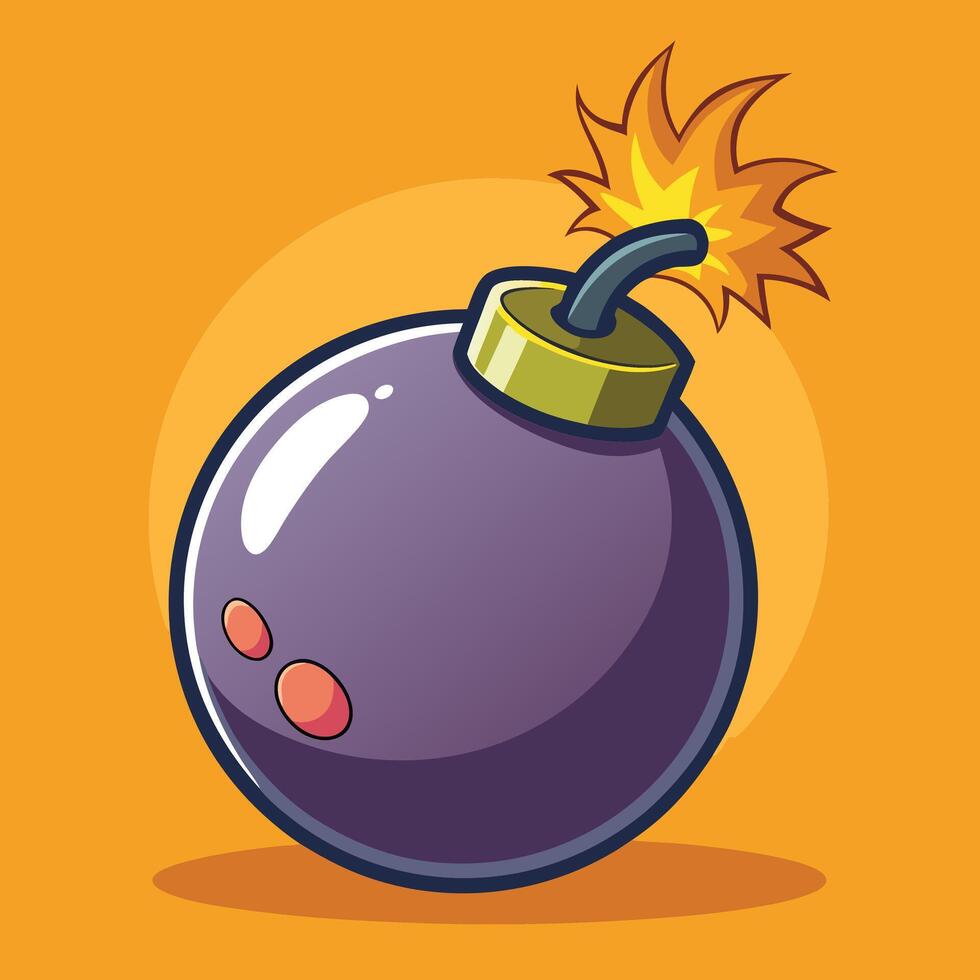 Cartoon Bomb With Burning Fuse vector