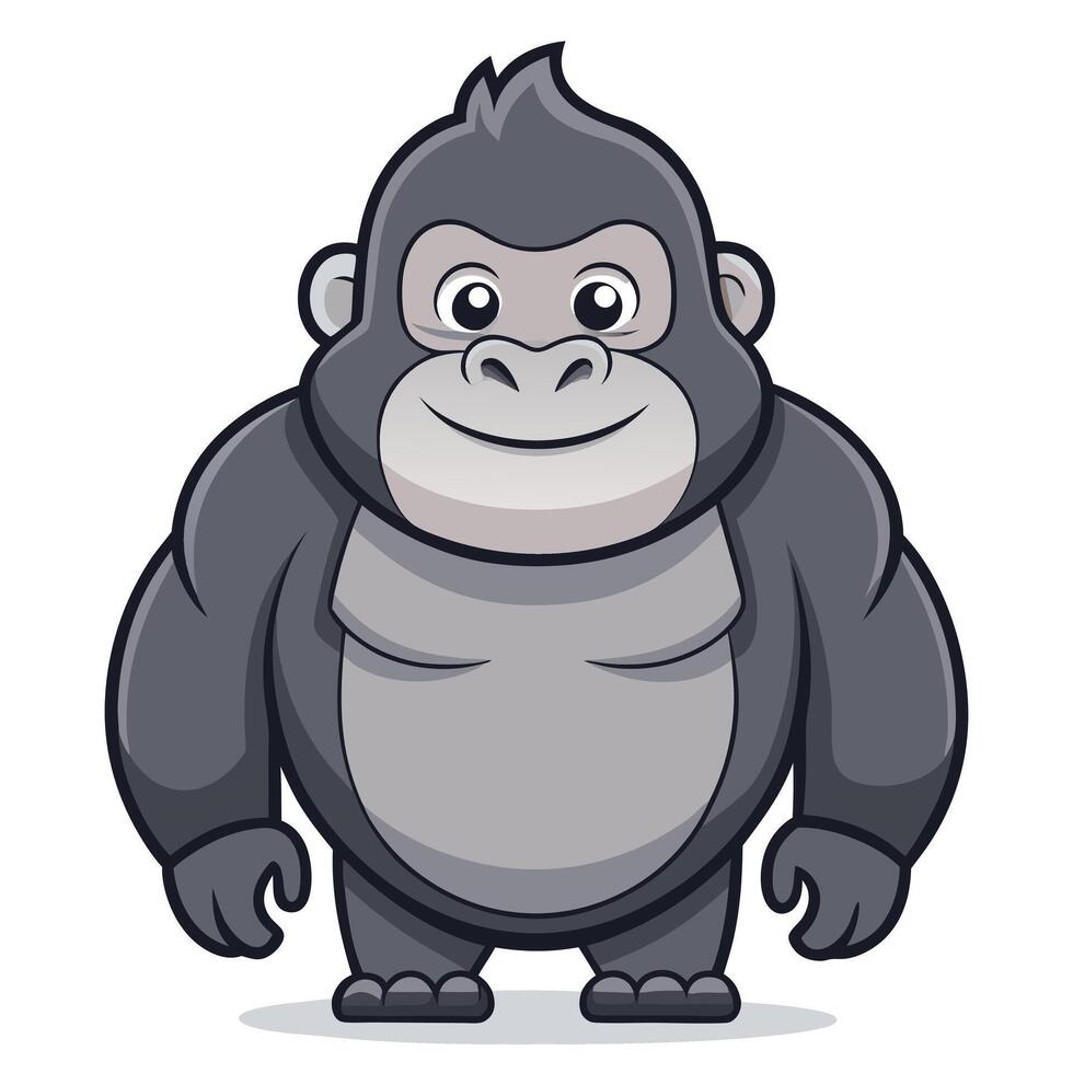 Cute Cartoon Gorilla Standing Isolated vector