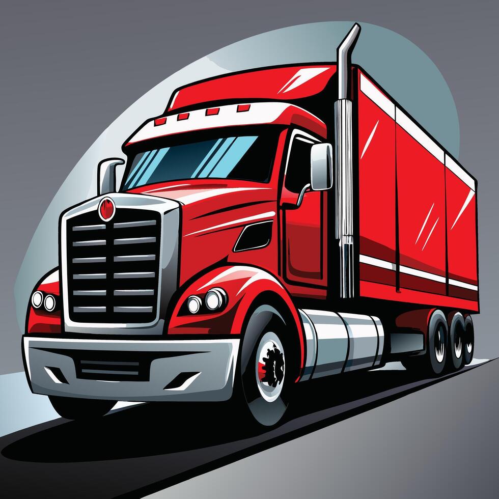 Cartoon Style Red Truck Illustration vector