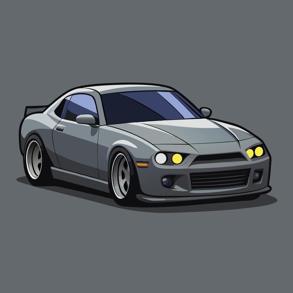 Gray Tuned Car Illustration Style vector