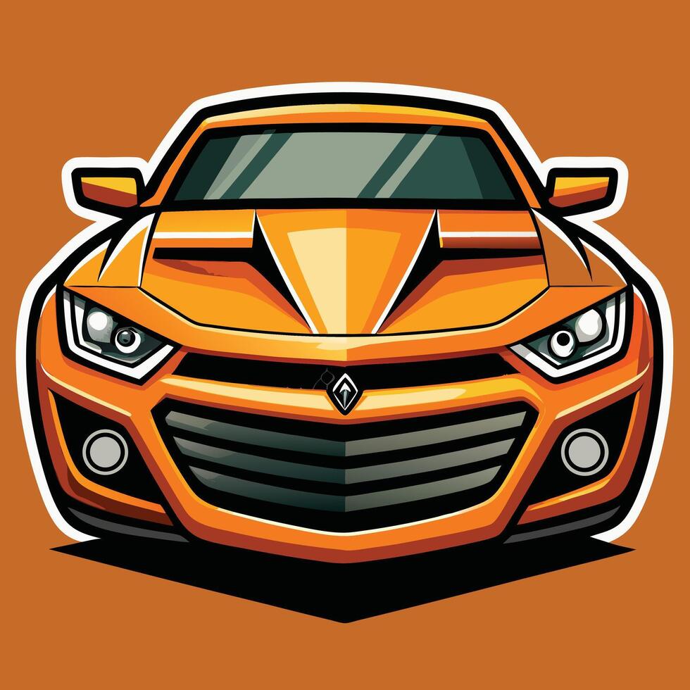 Sleek Orange Car Detailed Illustration vector