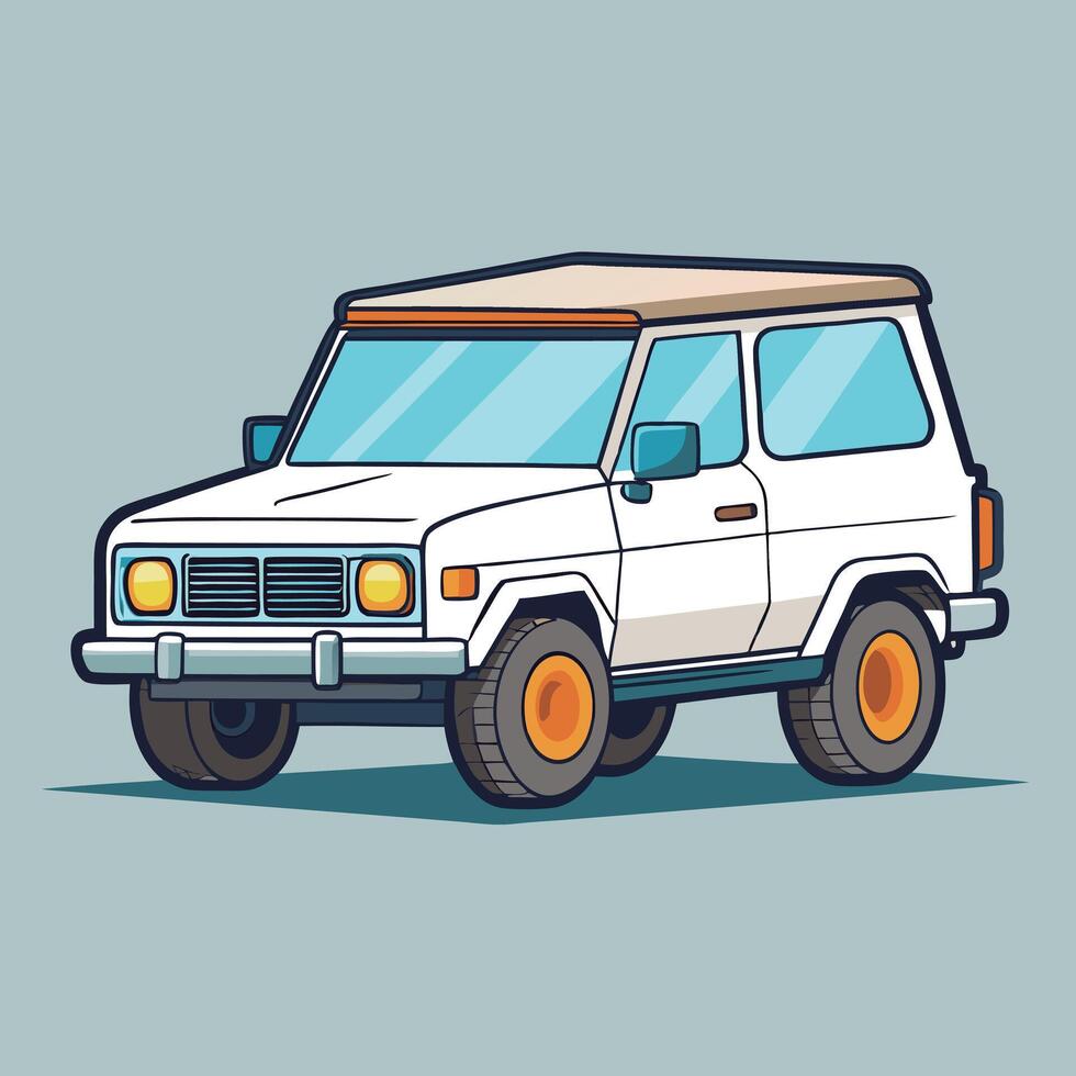 Cartoon Style White Off Road Vehicle vector