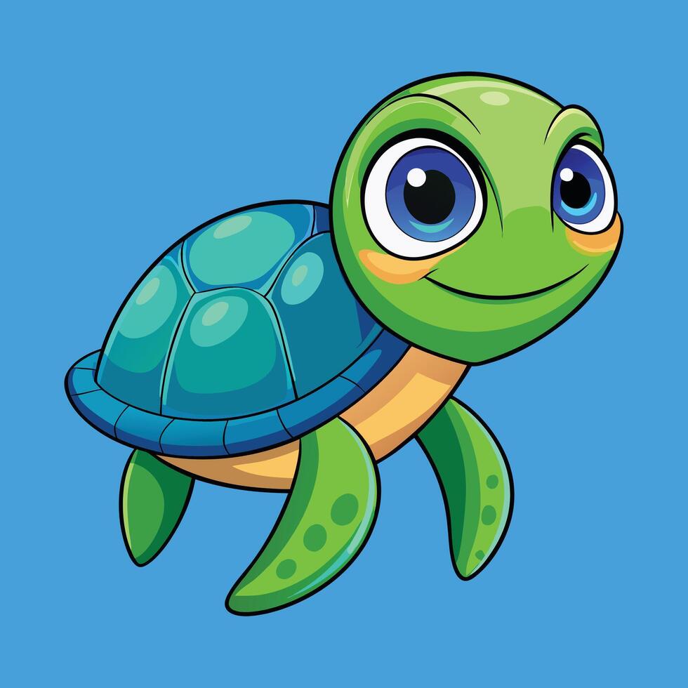 Cartoon Turtle Cute Animal Character Design vector