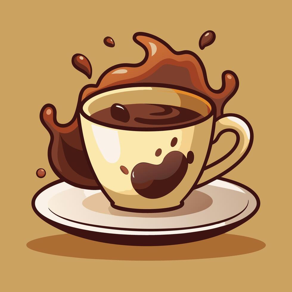 Coffee Cup With Splash Brown Color vector