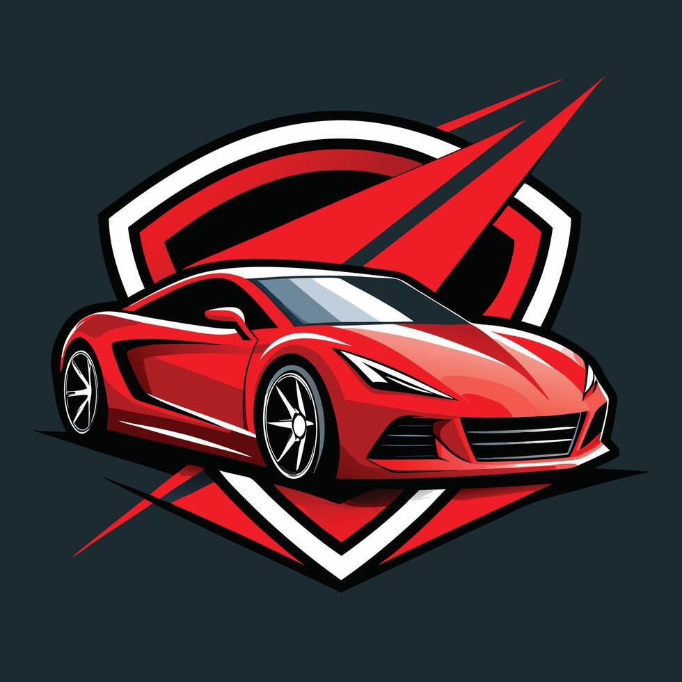 Red Sports Car On Decorative Background vector