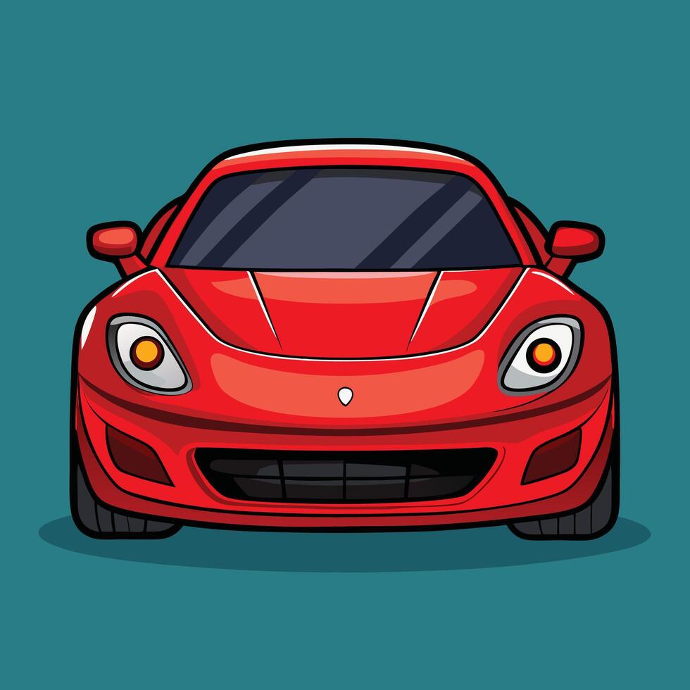 Red Sports Car Front View Illustration vector