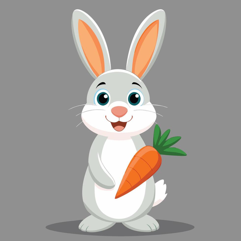 Cute Cartoon Rabbit Holding A Carrot vector