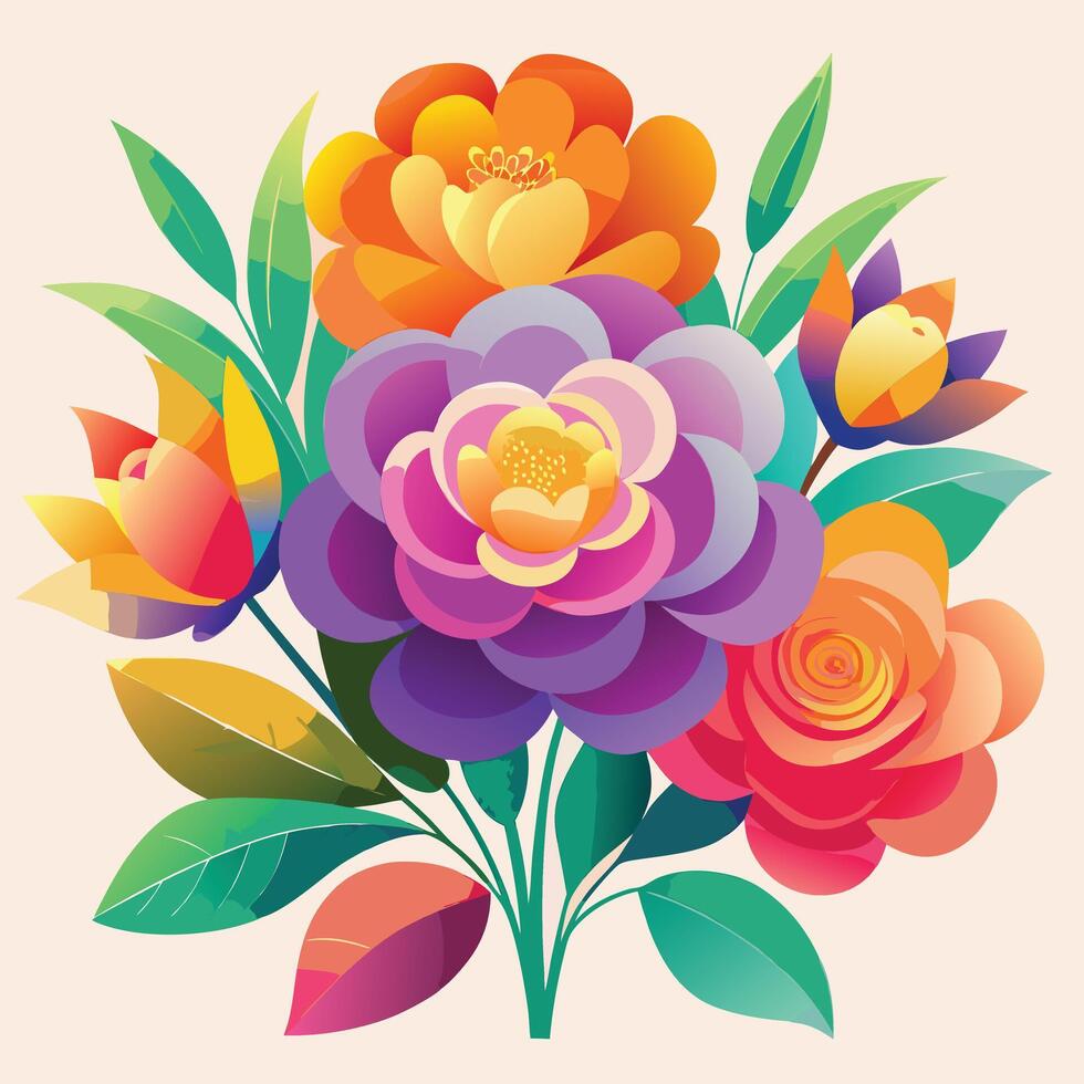 Colorful Floral Bouquet Illustration Design vector