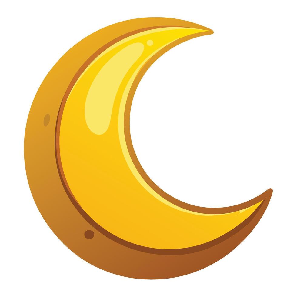 Cartoon Style Yellow Crescent Moon Illustration vector
