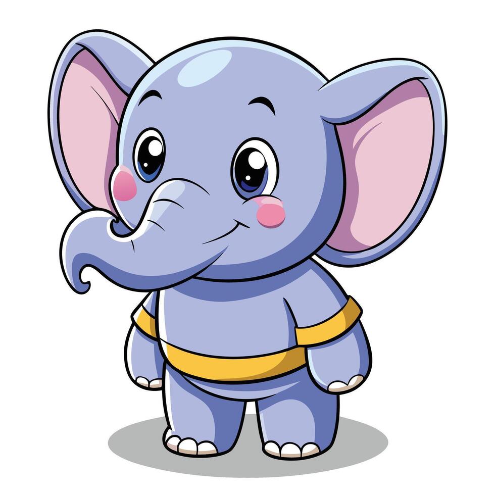 Cute Elephant Character Standing Smiling vector