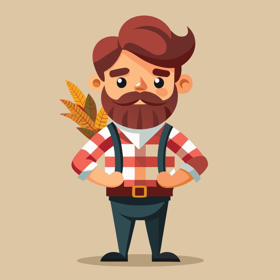 Autumn Themed Man With Leaves Behind vector