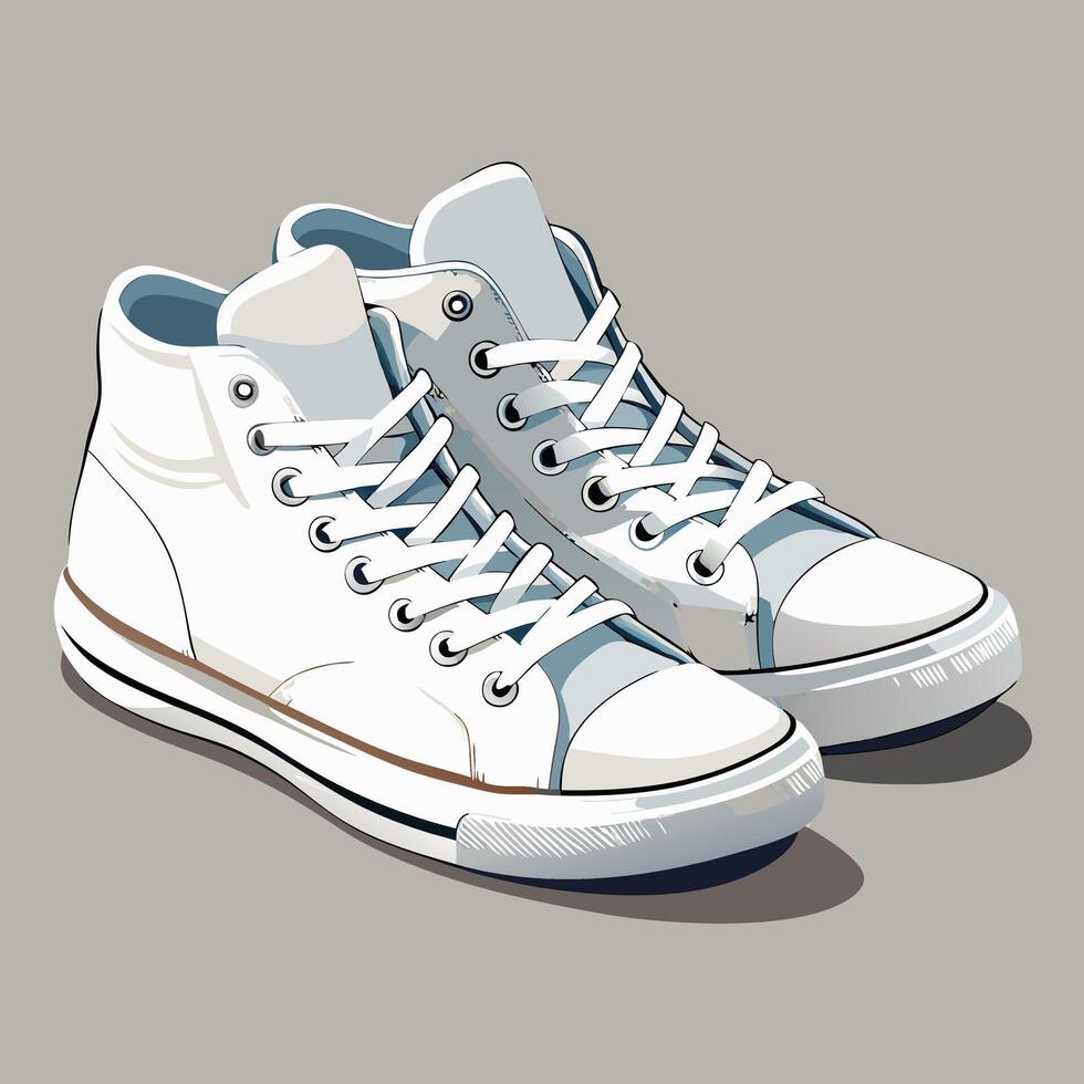 White High Top Sneaker Illustration Style vector
