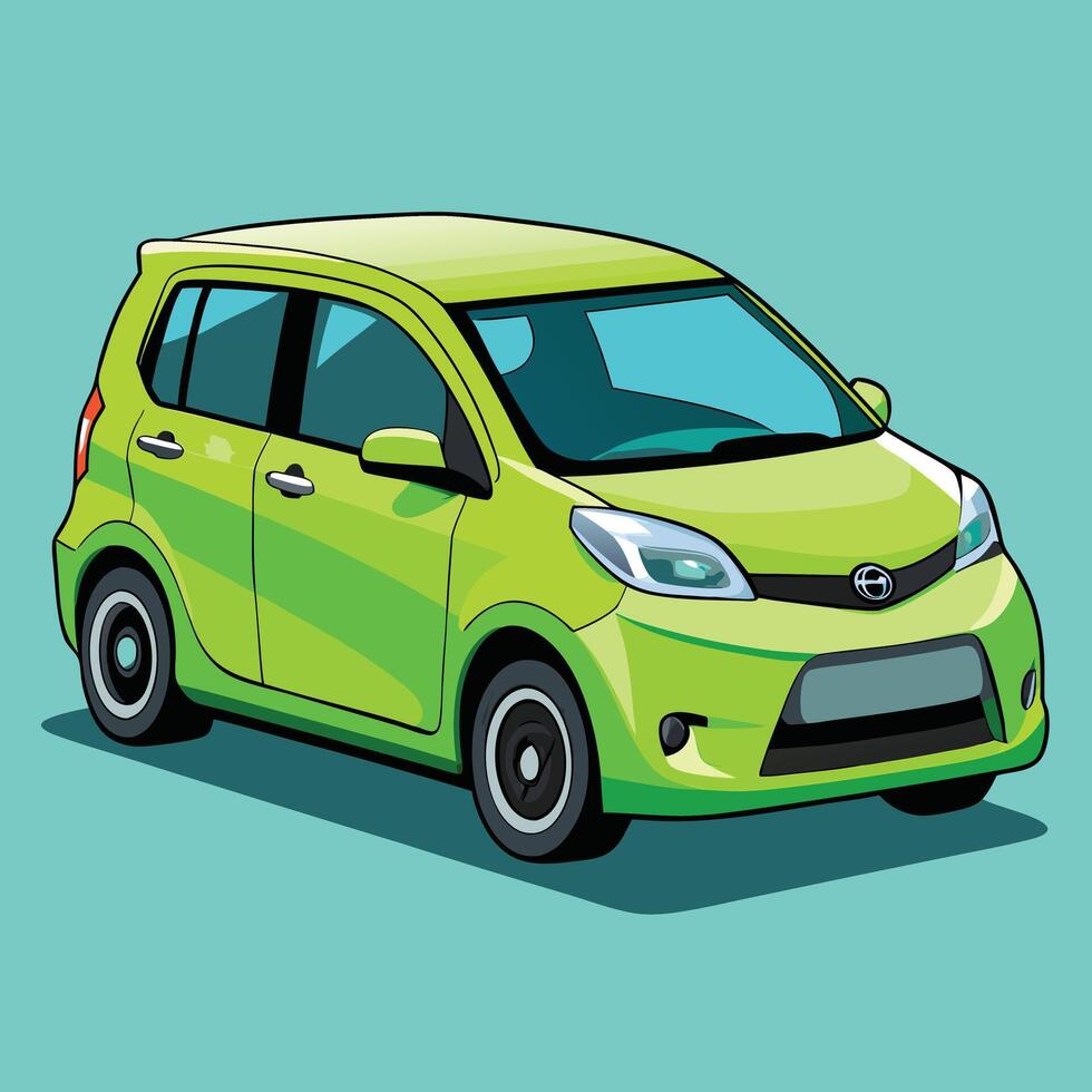Green Cartoon Car Illustration On Background vector