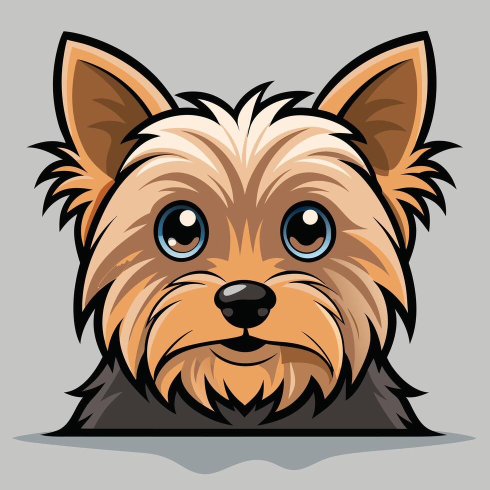 Cartoon Yorkshire Terrier Dog Head vector
